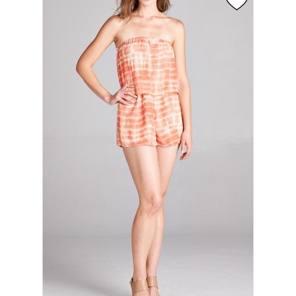 Honey Punch Coral Tie Dye Romper - Picture 2 of 3